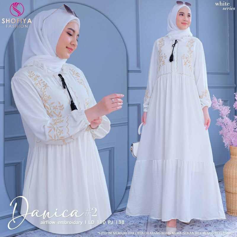 DANICA#2 ORI SHOFIYA / GAMIS AIRFLOW CANTIK LD 110 JUMBO NYAMAN / GAMIS PUTIH CANTIK/ GAMIS HITAM