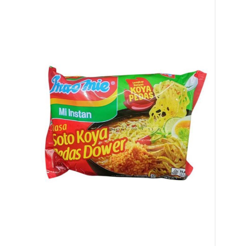 

NOODLES/MIE INSTANT INDOMIE KUAH RASA SOTO KOYA PEDAS DOWER SATUAN