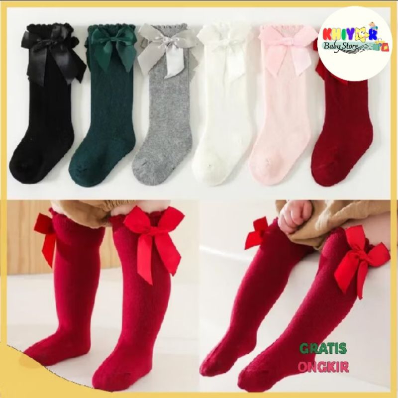 Kaos kaki bayi balita panjang renda pita / kaos kaki pita anak bayi // kaos kaki pita lucudan murah