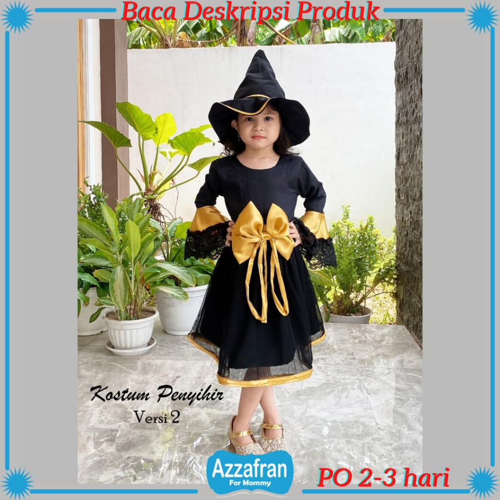 Kostum Penyihir 2 | Dress Costum Halloween Anak Perempuan & Dewasa Baju Pesta Ulang Tahun Karnaval
