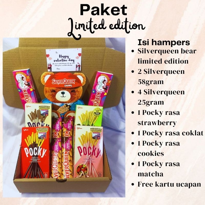 

Hampers Snack Coklat Silver Queen Beruang Edisi Valentine Gift Box Wisuda Ulang Tahun Anniversary