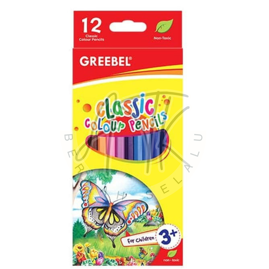 

GREEBEL Pensil Warna Classic Colour Pencils 12 Warna / Coloring / Pensil warna Greebel / Pensil warna Aman untuk Anak Mewarnai