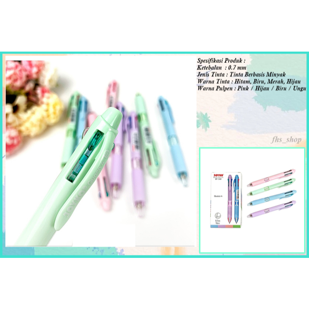 

Pulpen Cetek 4 Warna Pulpen Mekanik Joyko Quaco 4BP-348