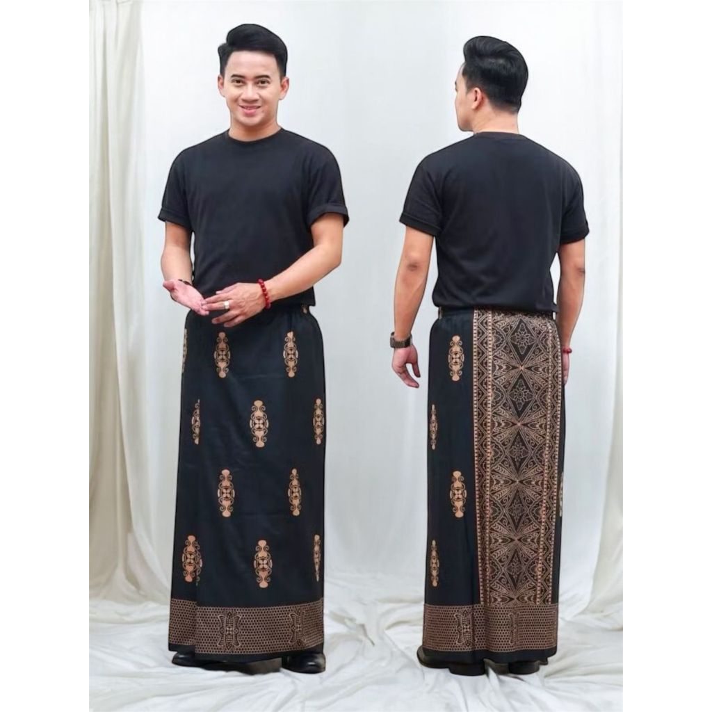 Sarung Instan Pria Dewasa warna hitam bahan adem nyaman diipake