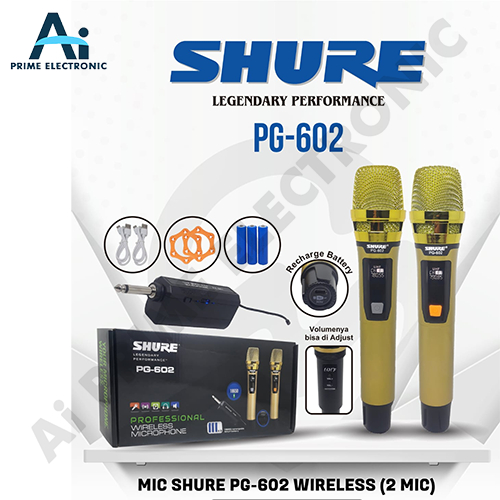 SHURE PG 602 Mic Mix Michropone Wireless Mik double warna Gold Emas