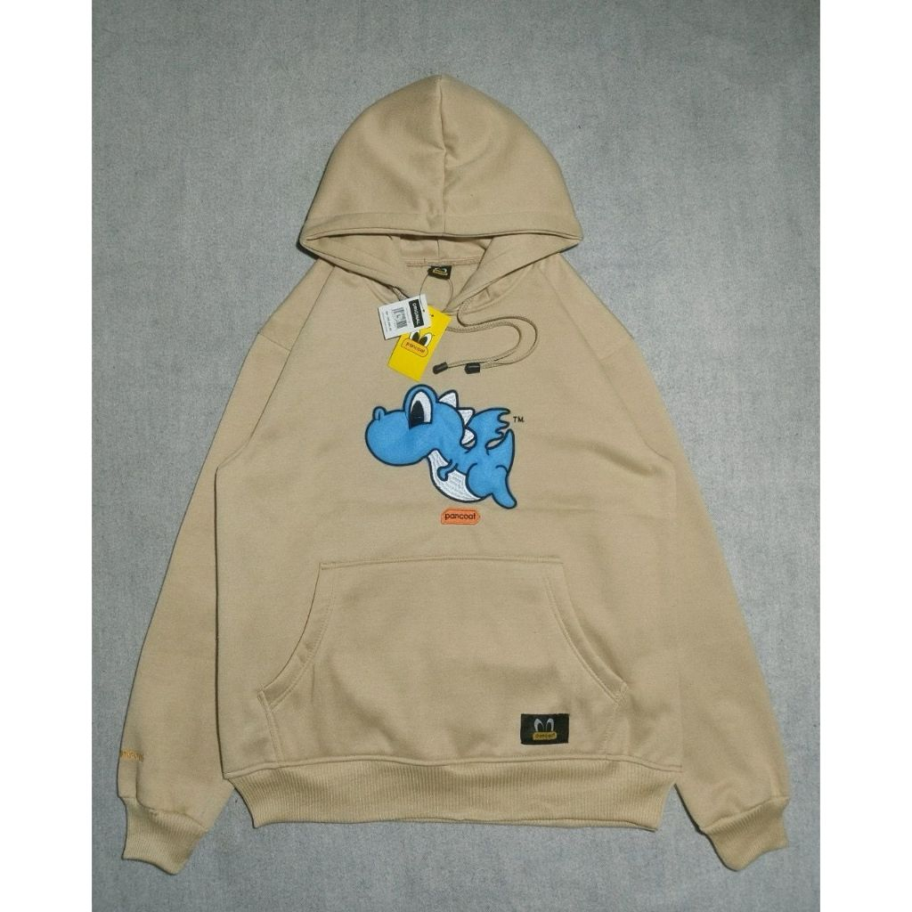 Pancoat Hoodie Boxy Dragon Beige / Hoodie Zipper Bahan Fleece Tebal / Jacket Pria Brand Local Pancoa