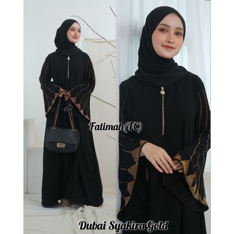 abaya dubai syakira silver gamis arab jetblack mewah mata swalorsky gamis hitam mewah saudi