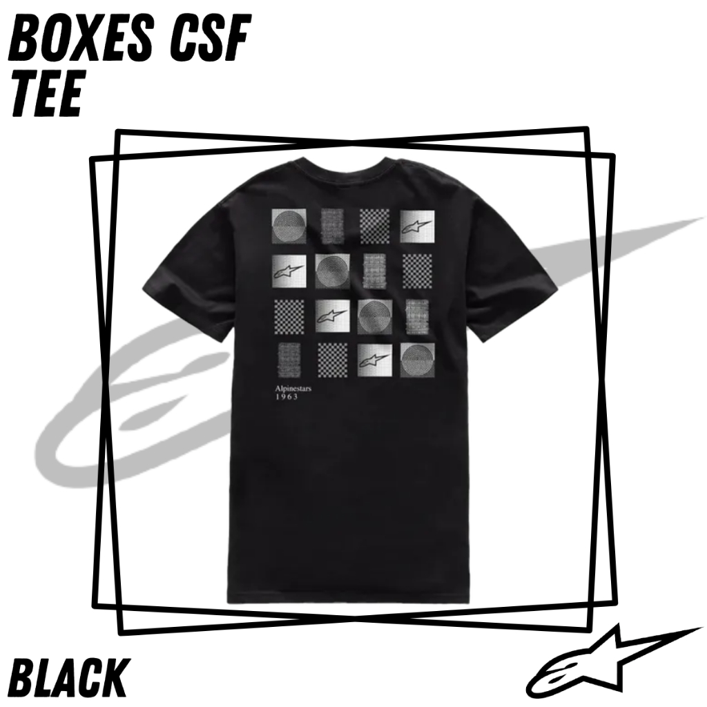 Kaos Alpinestars Boxes CSF Black Tee Shirt T-Shirt Original