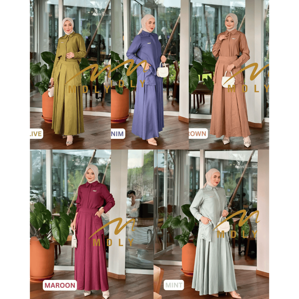 MDLY Baju setelan wanita muslim/One Set Polos Casual/One Set Rok/Moena/Louna/Calla Set by MDLY
