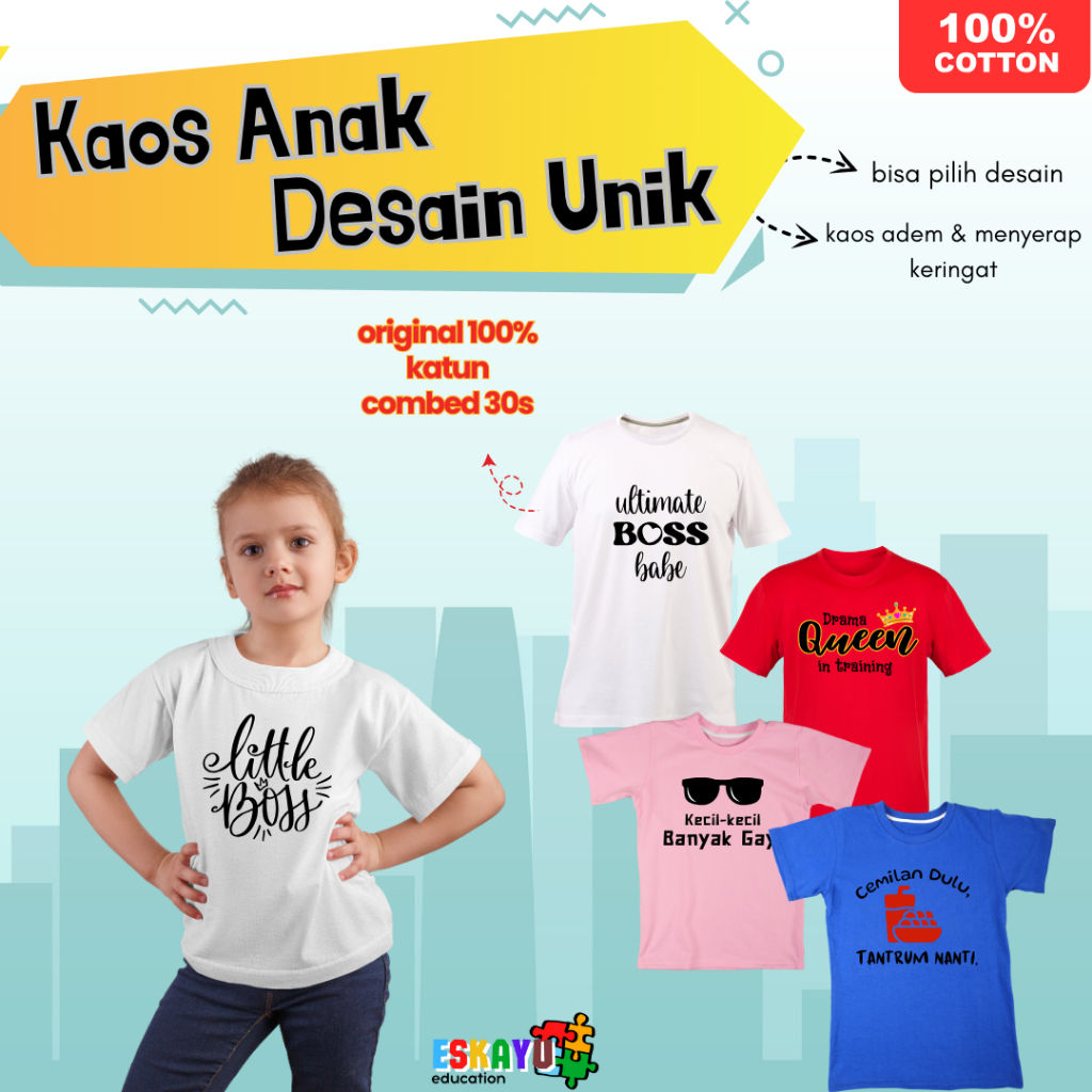 BAJU KAOS ANAK UNIK LUCU KEREN | KAOS CUSTOM | KAOS CUSTOM UNIK BAGUS ANAK CEWEK COWOK BAYI BALITA