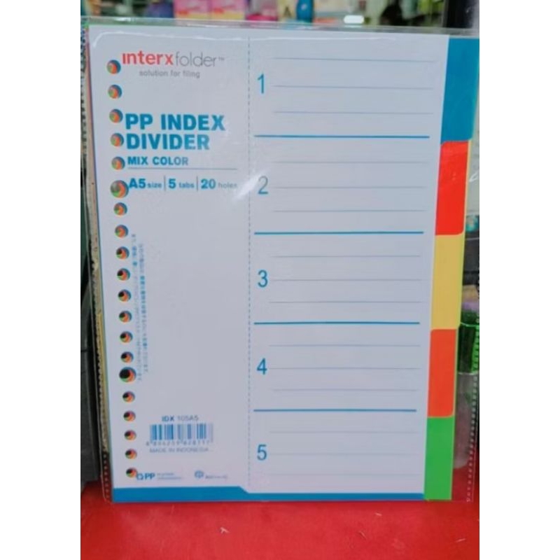 

PP INDEX DIVIDER INTER-X FOLDER A5 5 TABS (IDX 105 A5)