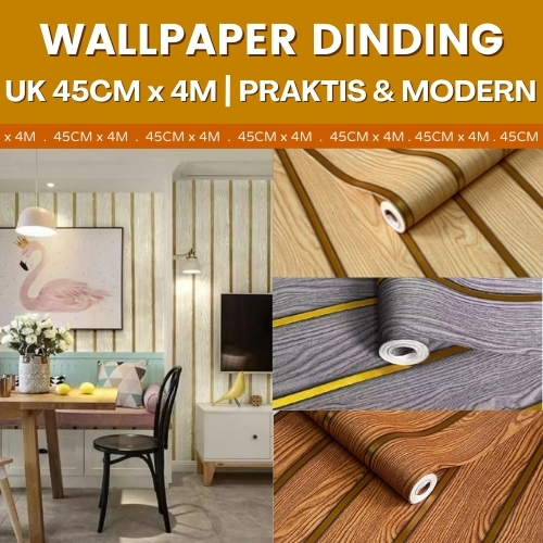 Wallpaper Dinding Stiker Panel Kayu 3D Garis Emas Lis Gold Kamar Minimalis Elegan Walpaper Woodpanel