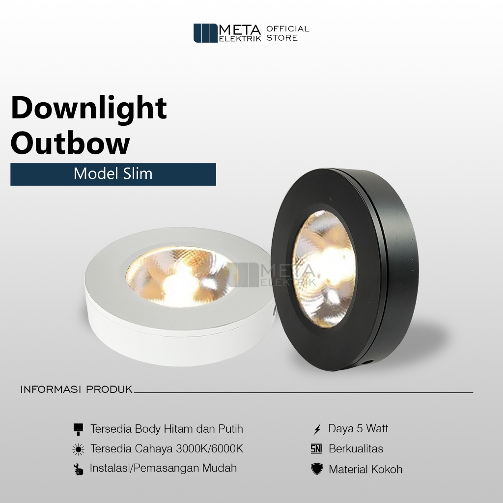 Lampu downlight 5 watt led lampu outbow slim plafon cahaya terang