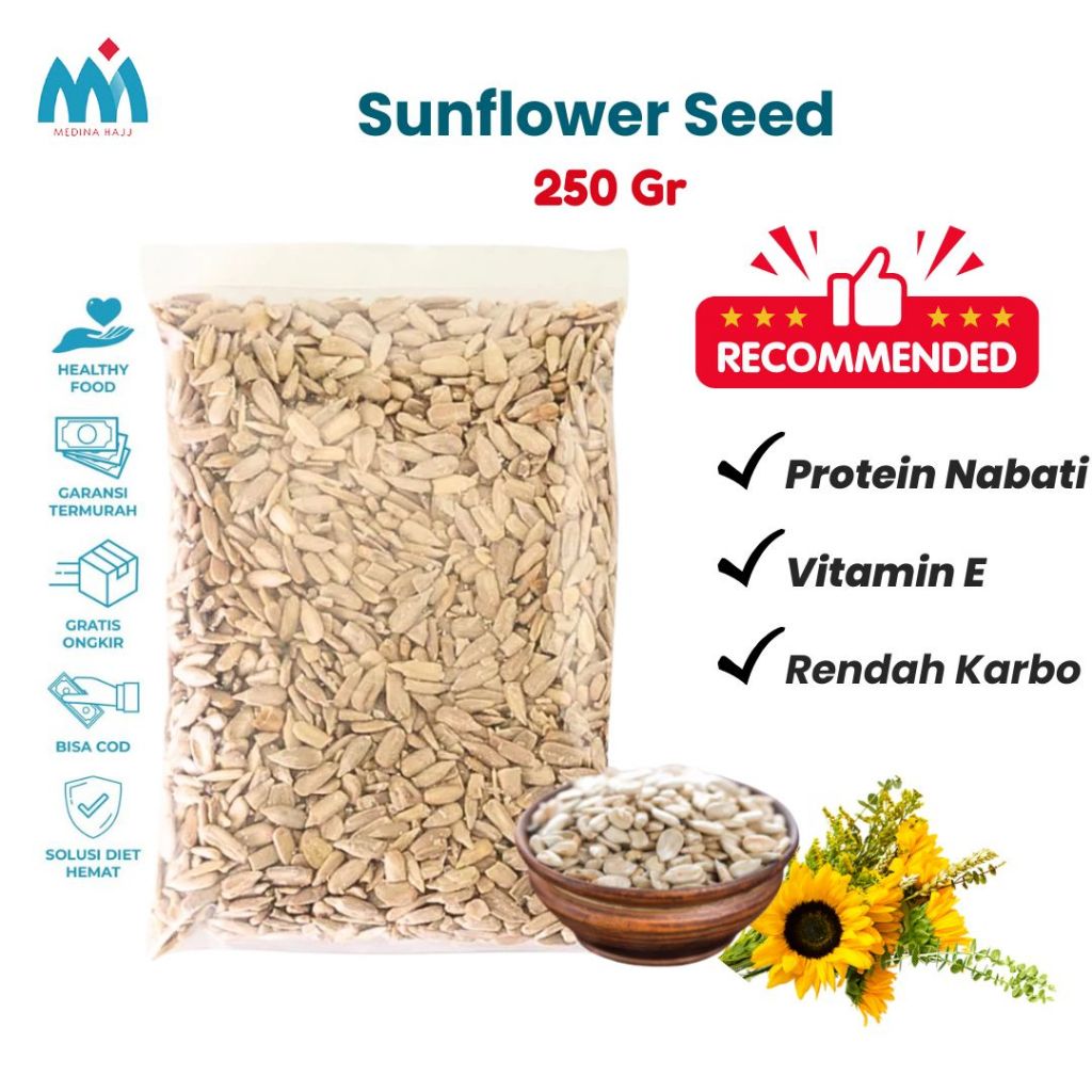 

Sunflower Seed 250 Gram - Kuaci Kupas Biji Bunga Matahari Panggang Kupas Superfood Sunflower Seed Snack Crunchy