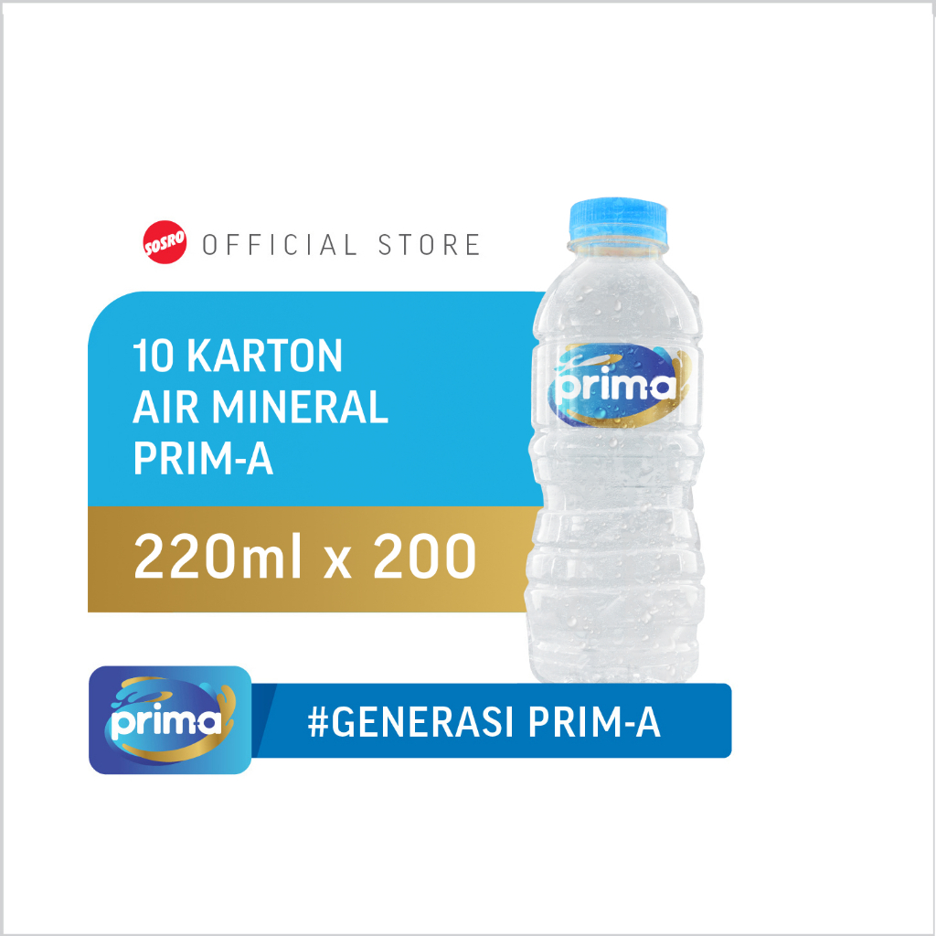 

10 Karton Prim-a Botol Air Mineral 220ml x 20 pcs, Total 200pcs