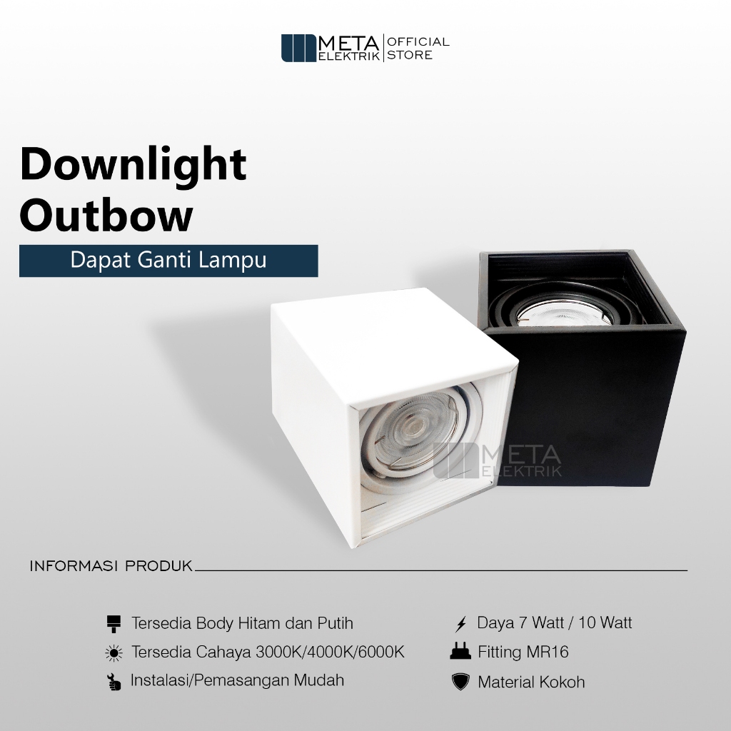 Lampu plafon Kotak led 7 watt model outbow lampu plafon MR16 kotak