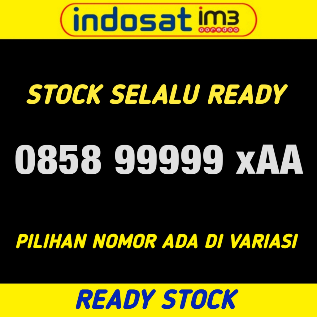 Kartu Perdana Nomor Cantik Indosat IM3 Panca 9 99 999 9999 99999 - O858 99999 - AXA AAX XAA XX0