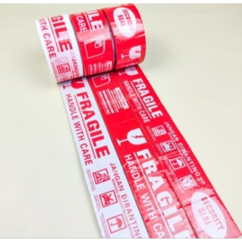 

F (F23) LAKBAN FRAGILE MERAH JANGAN DIBANTING DAN VIDEO UNBOXING/200 YARD /TEBAL 2 INC/48 MM