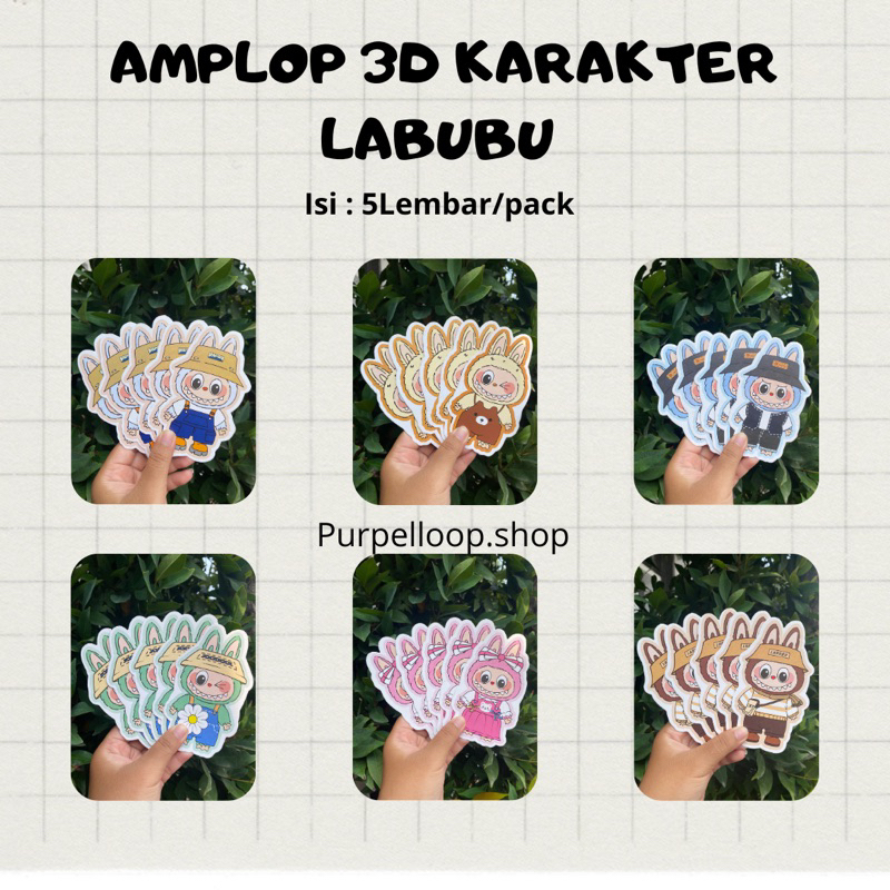 

AMPLOP LEBARAN KARAKTER LABUBU 3D