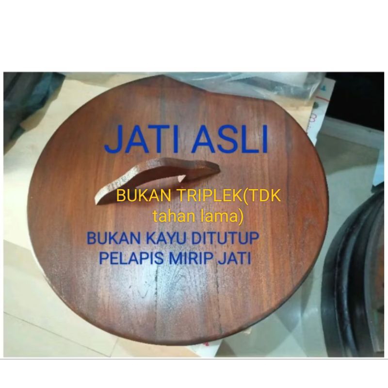 Tutup Gentong Kayu Teraso Diameter 30, 40, 45, 50, 60, 70, 75, 80 cm Plitur/Mentah/jat/bukan jati be