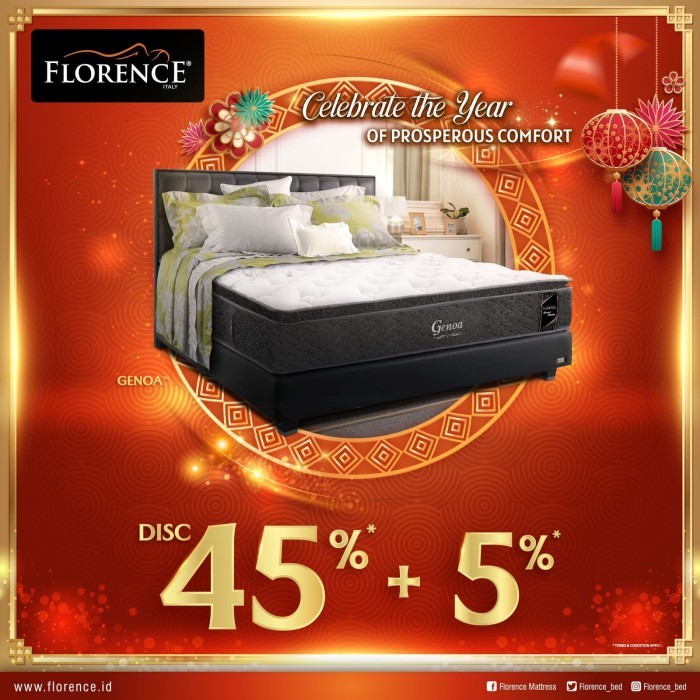 Florence Smart Living Series Genoa 160 x 200 Matras Spring Bed Ketebalan 36cm