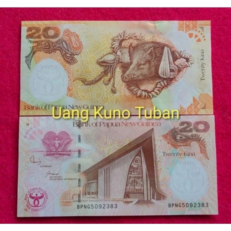 uang kuno asing PAPUA NUGINI 20 KINA