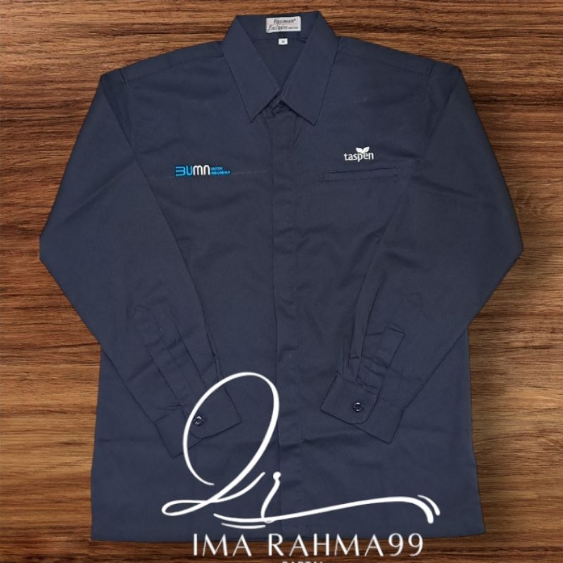 Kemeja BUMN TASPEN seragam BUMN TASPEN baju BUMN untuk indonesia Taspen navy lengan panjang