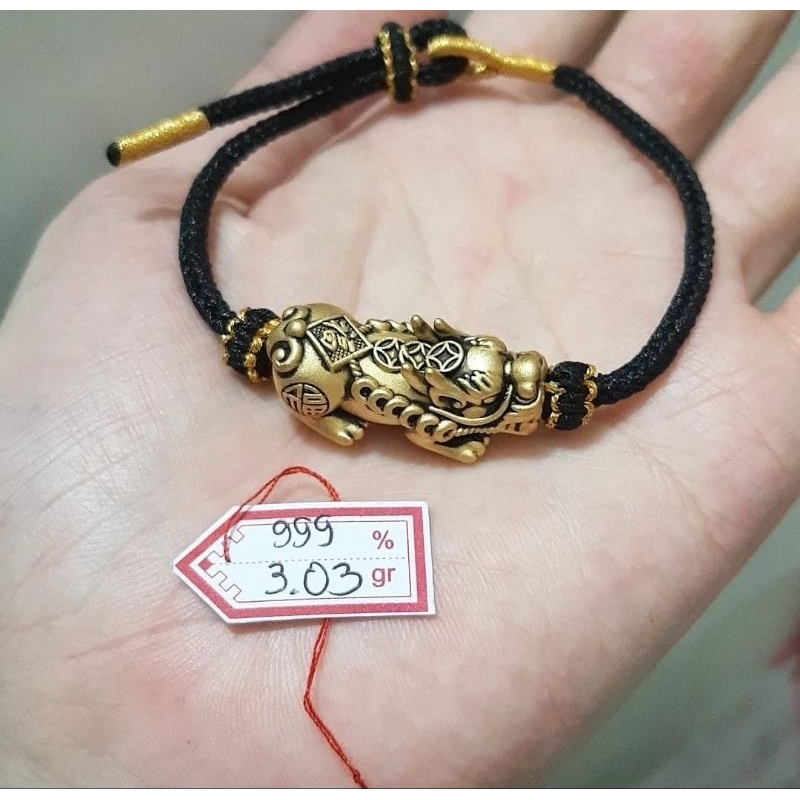 Gelang emas 24k naga pixiu hitam