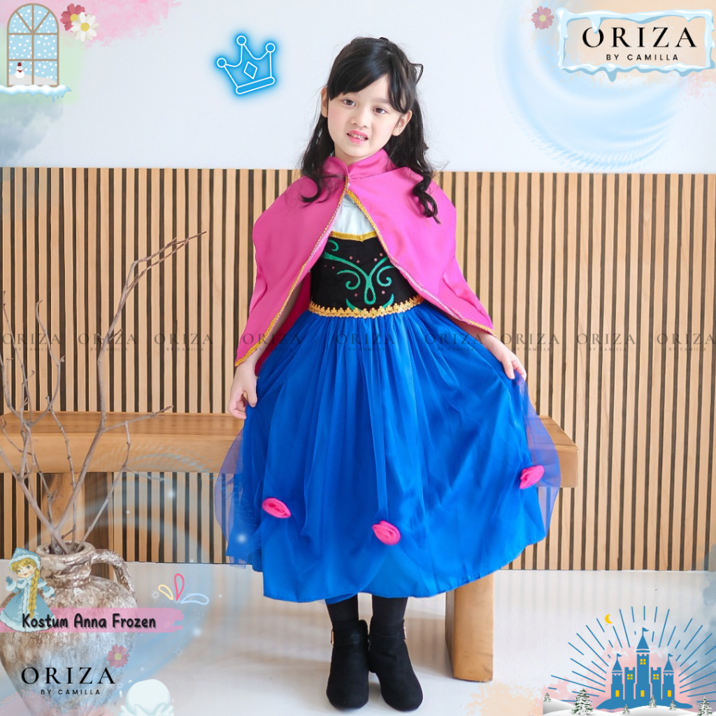 Kostum Anna Frozen/Kostum Princess Anna Frozen/Untuk Anak Usia 3-12 Tahun