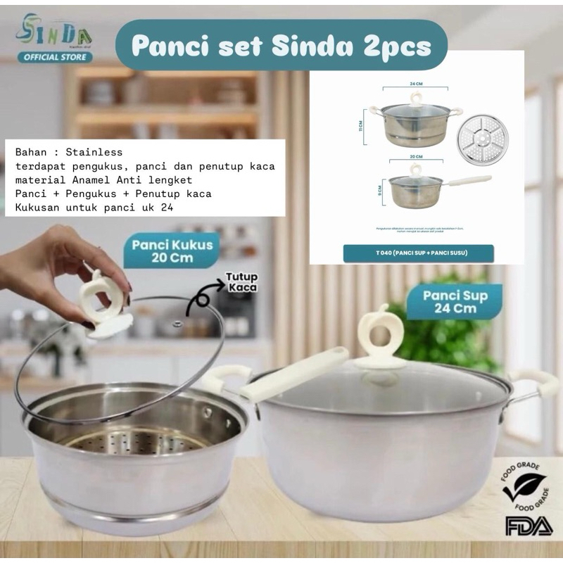 panci set sinda, cookware 2pcs