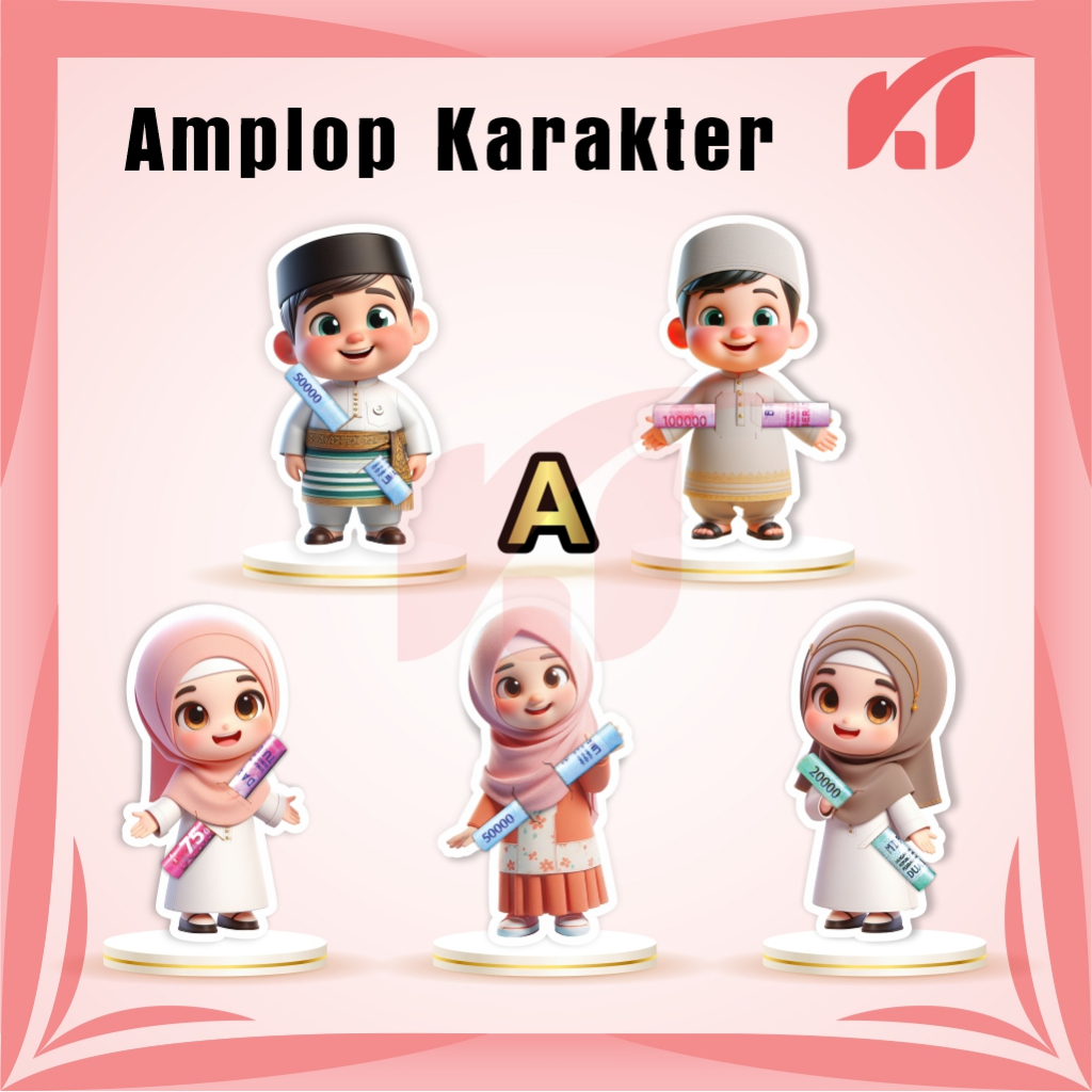 

COD Amplop Lebaran Uang Selip Karakter Angpao Gemoy THR Imut Lucu Gemes 3D isi 10 pcs