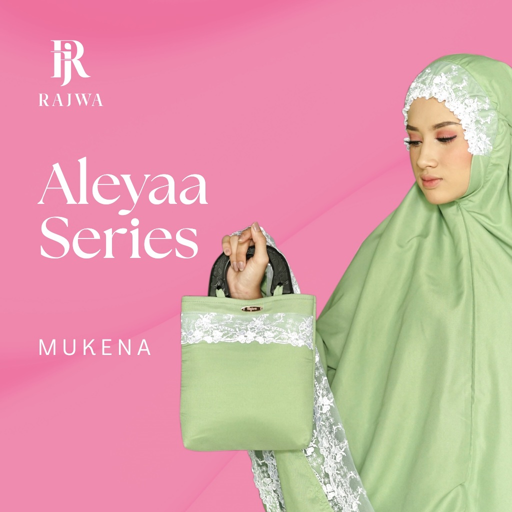 Rajwa Mukena Aleyaa Series Katun Adem Premium - Mukenah dengan Renda Tile dan Tas Pouch