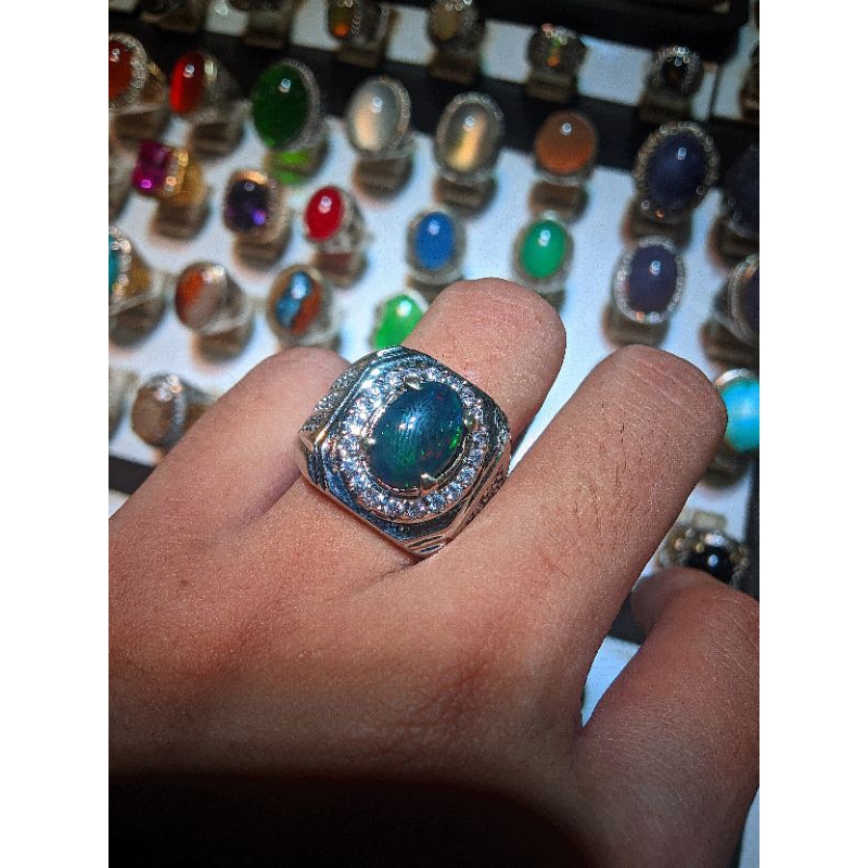 KALIMAYA/ BLACK OPAL RING ALPAKA SUPER