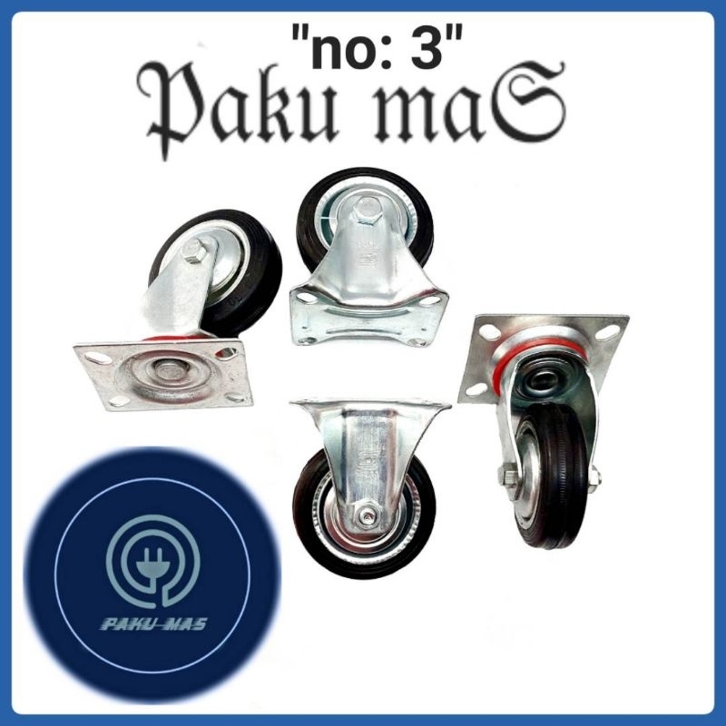 Roda troli roda gerobak ukuran 3 inch mati