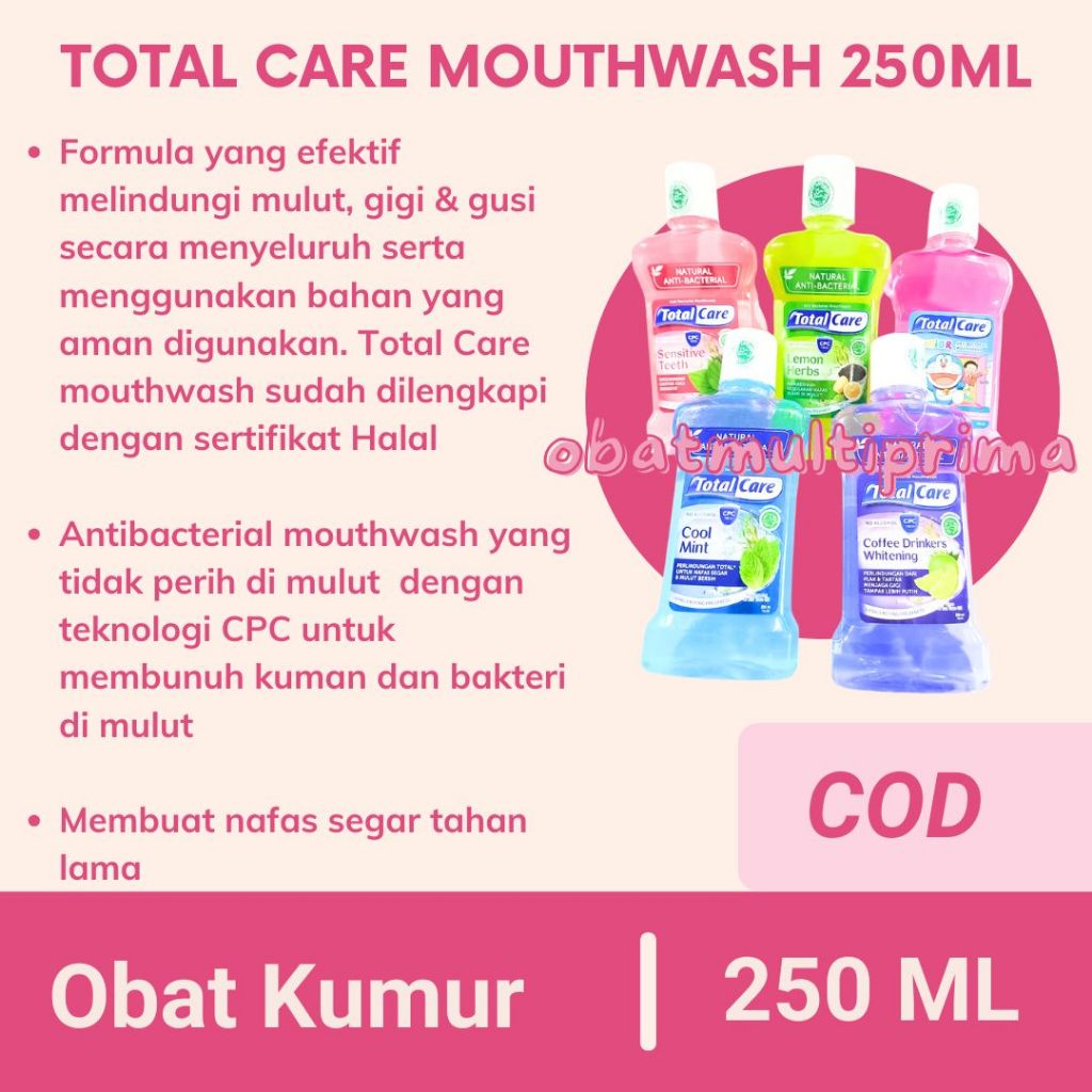 Total Care Mouthwash All Variant / Obat Kumur Antiseptik Anak & Dewasa / Bau Mulut Sisa Makanan