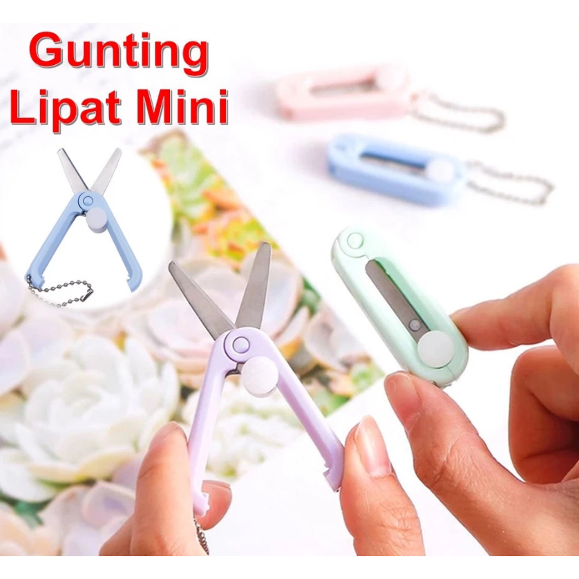 

Gunting Lipat mini Portable tarik Stainless Steel Retractable Mini Folding Scissors Pemotong Kertas Paper Cutter lucu