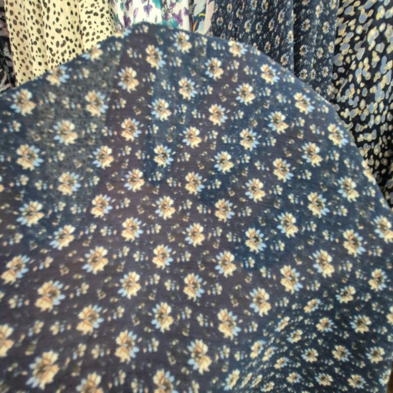 KAIN SIFON KRINGKEL MOTIF BUNGA KECIL  - KAIN SIFON MOTIF KEMBANG KECIL - BAHAN KAIN MOTIF BUNGA KEC