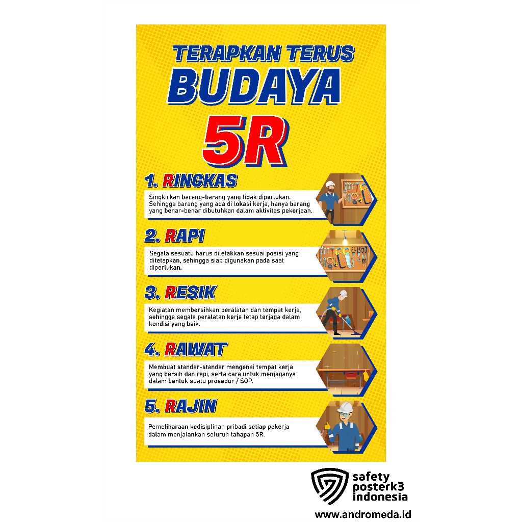 SPANDUK Banner Backdrop Terapkan Terus Budaya 5R Warehouse Pabrik Workshop  Gratis Logo Perusahaan M