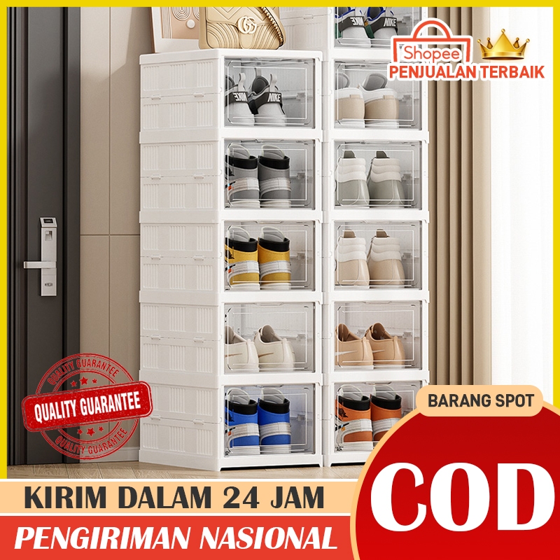 Kotak sepatu transparan / Rak Sepatu Susun Tertutup / Rak Sepatu / Kotak Sepatu Lipat Transparant