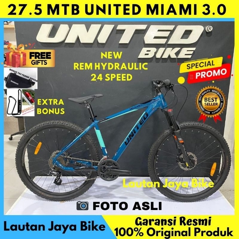 SEPEDA GUNUNG 27.5 MTB UNITED ELBRUZ/ MIAMI 3.0 Terbaru 24 Speed