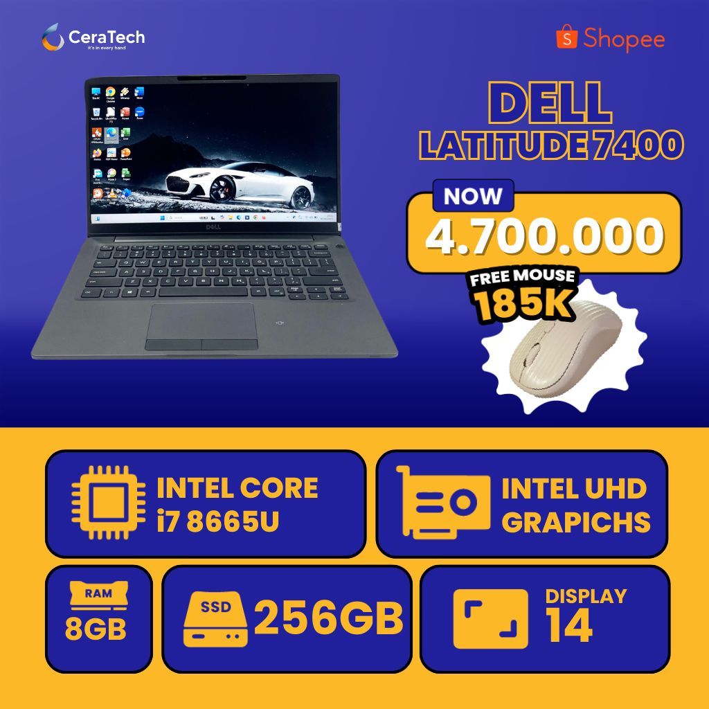 Laptop Dell Latitude 7400 - Intel core i7 - HARGA TERMURAH - Dell Latitude 7400 i7 gen 8, RAM 8 SSD 