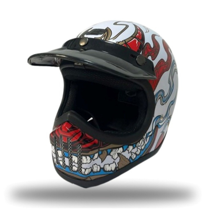 HELM JS CAKIL MOTIF PREMIUM ORI SNI/Helm Retro/Helm Full Face/Helm Pria/Helm Keren/Helm Cewek Cowok