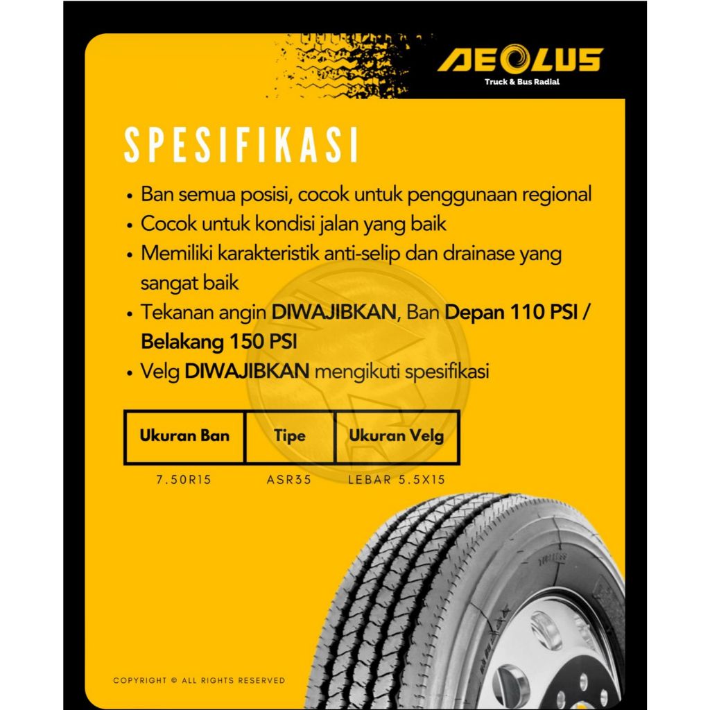 BAN AEOLUS 750 R15 - 750 15 AEOLUS (1 SET) / AEOLUS 1 SET