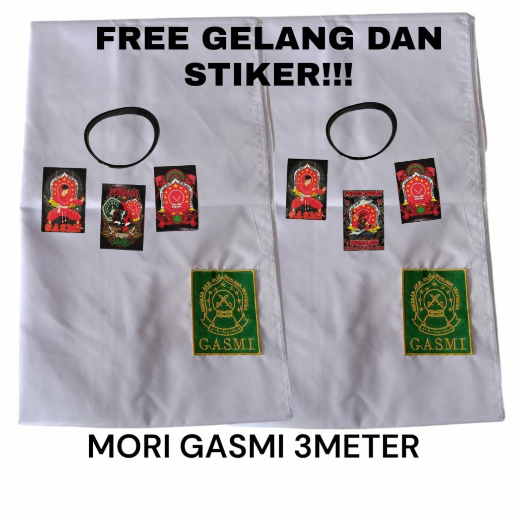 SELENDANG GASMI / SABUK PENCAK SILAT GASMI / MORI GASMI 3METER FREE GELANG DAN STIKER