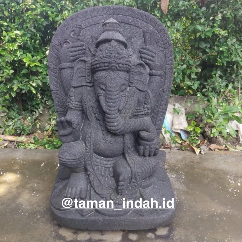 Patung Ganesha Batu Lava Tinggi 60cm