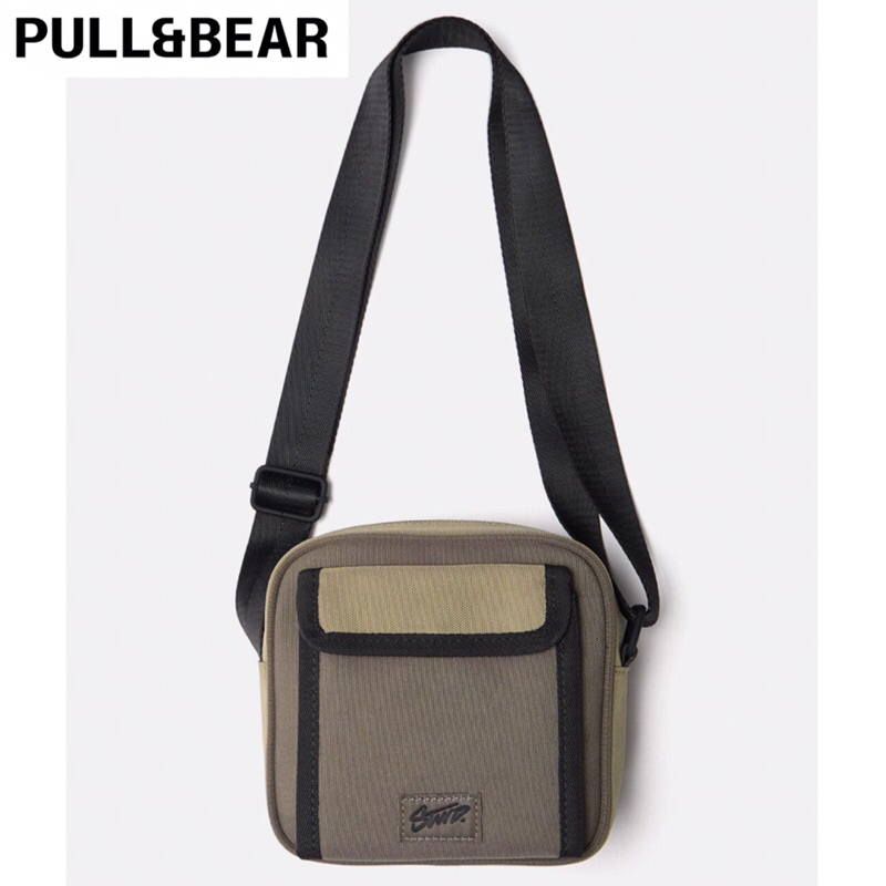 PULL&BEAR Men STWD Crossbody Bag With Pocket Tas Selempang Pria Khaki