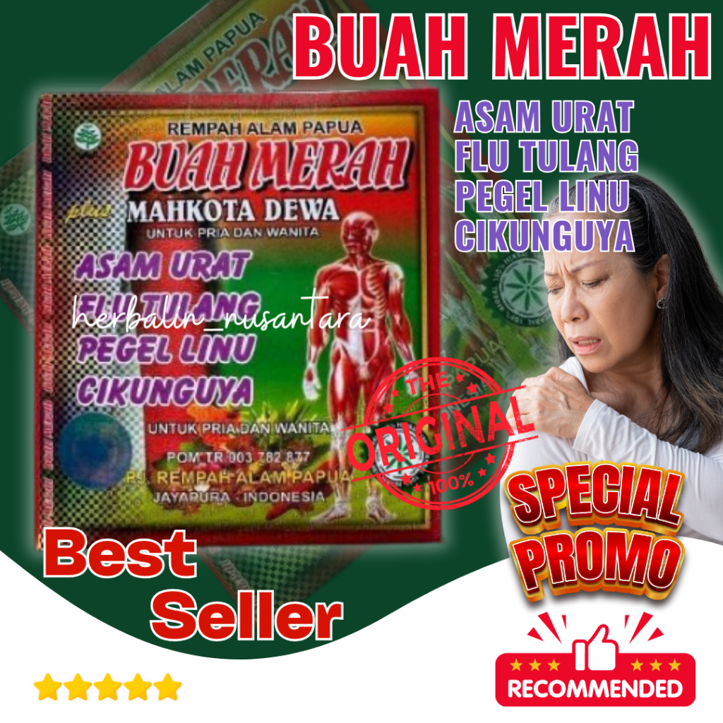 

Serbuk Buah Merah Original 15 Sachet Asam Urat Pegal Linu Asli