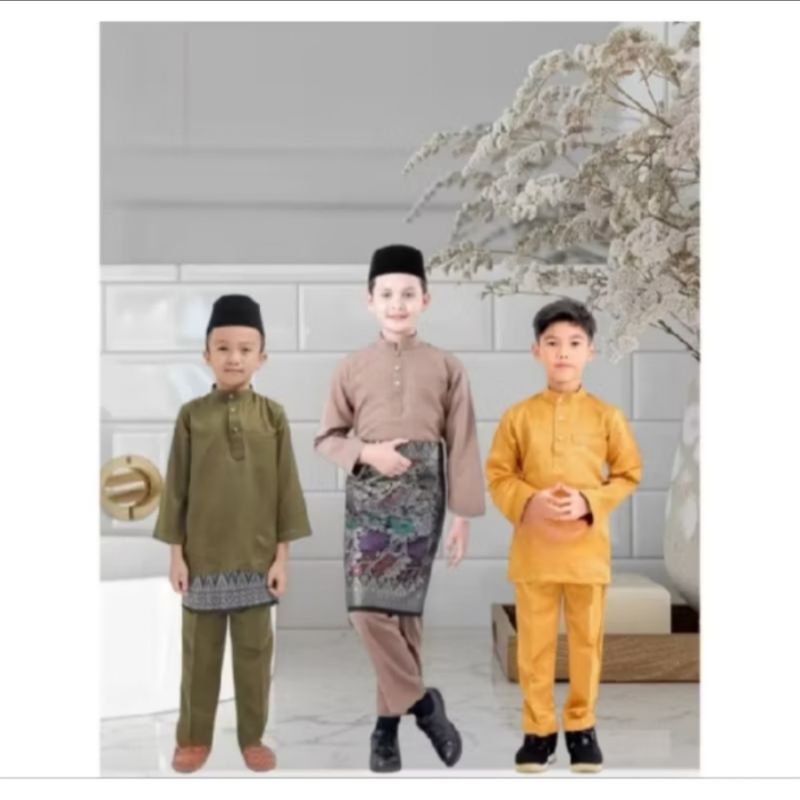 amanah_fashionn setelan baju kurung melayu anak laki-laki baju lebaran baju adat malaysia Riau bahan