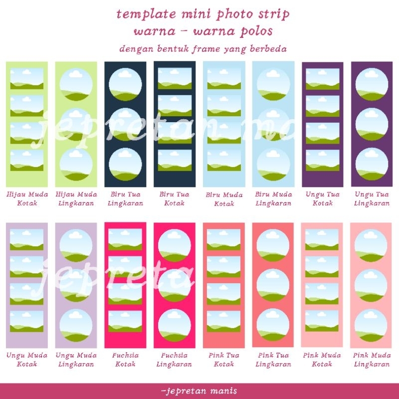 Foto Strip Custom Warna Polos Frame Lingkaran