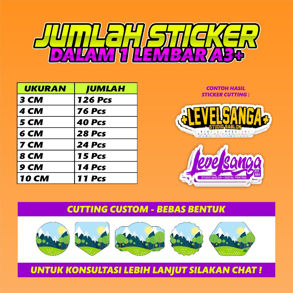 

Cetak Stiker Label Produk,Bahan Chromo A3+ ,Free Kisscutt, MINIMAL 5 LEMBAR